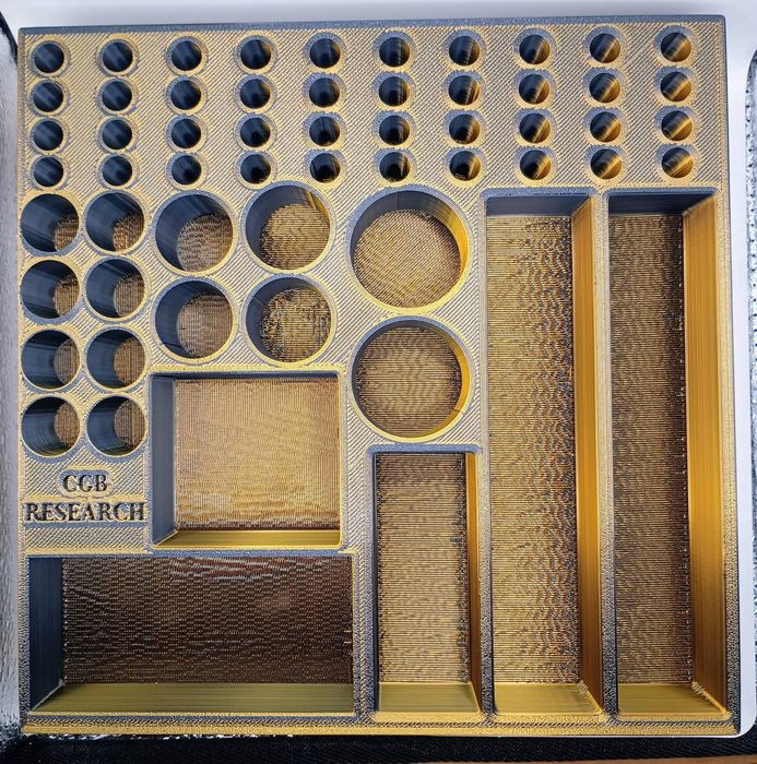 CGB Research organizer tray with graduated vial cradles and compartments